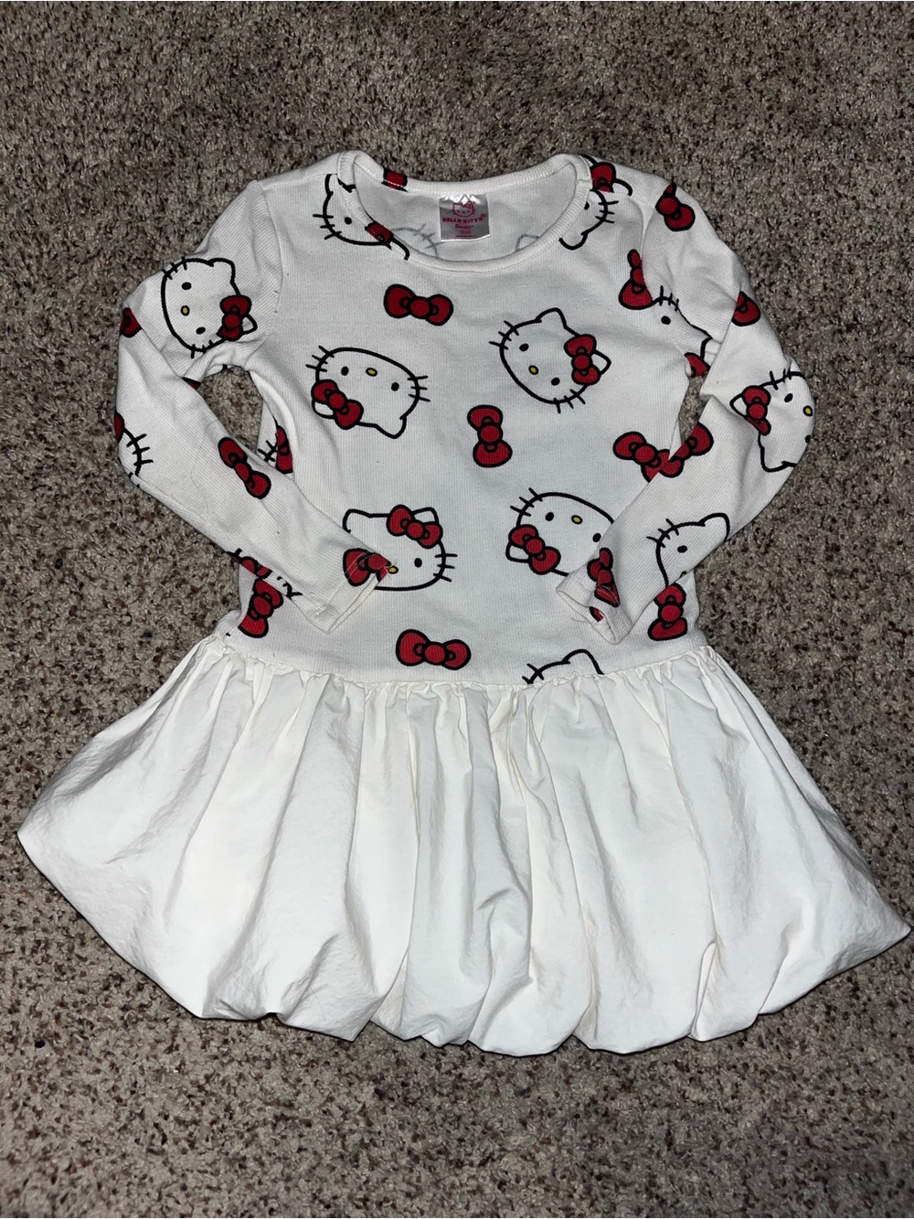 Hello Kitty White Top with Red and Black Bow Print